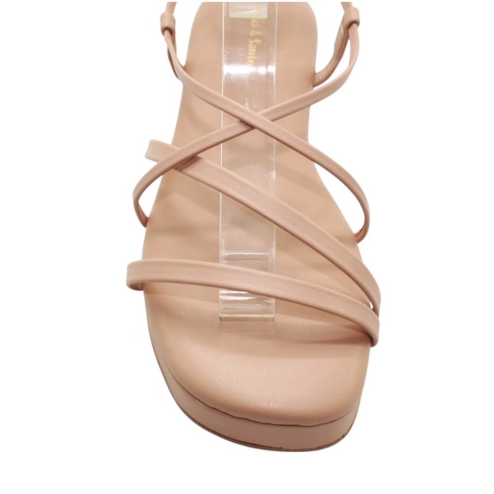 New Designer Tan Strappy Tie-Up Flatform Sandals - Picture 5 of 5